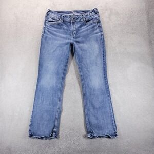 Silver Jeans Womens 16 Blue Avery Bootcut Mid Rise Stretch Embroidered Denim